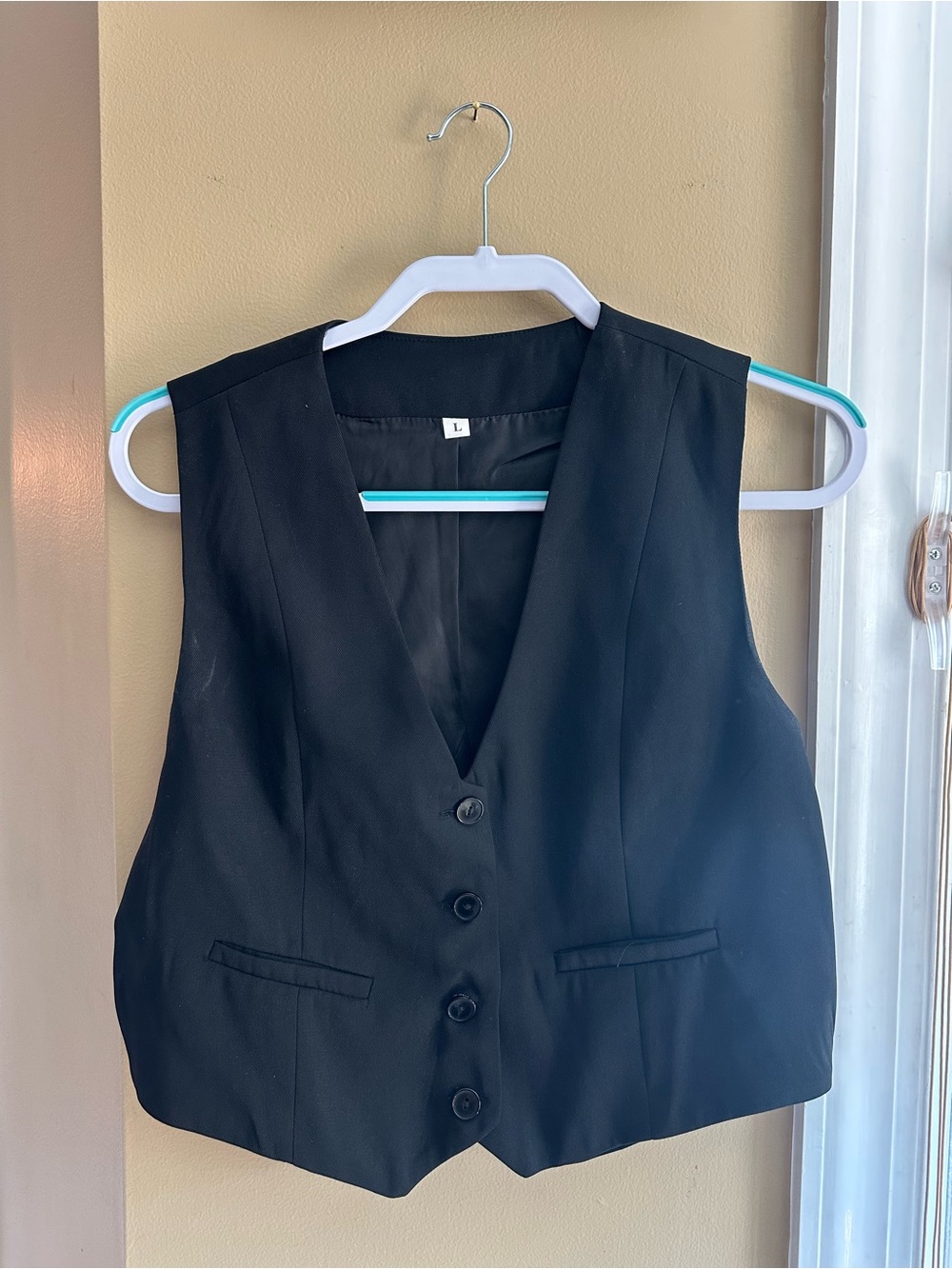 Women's Black Tailored Button-Front Vest